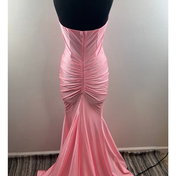 Jessica Angel 568 Bubblegum Pink Prom Dress Strapless Mermaid Built Bra Small S - Picture 5 of 10